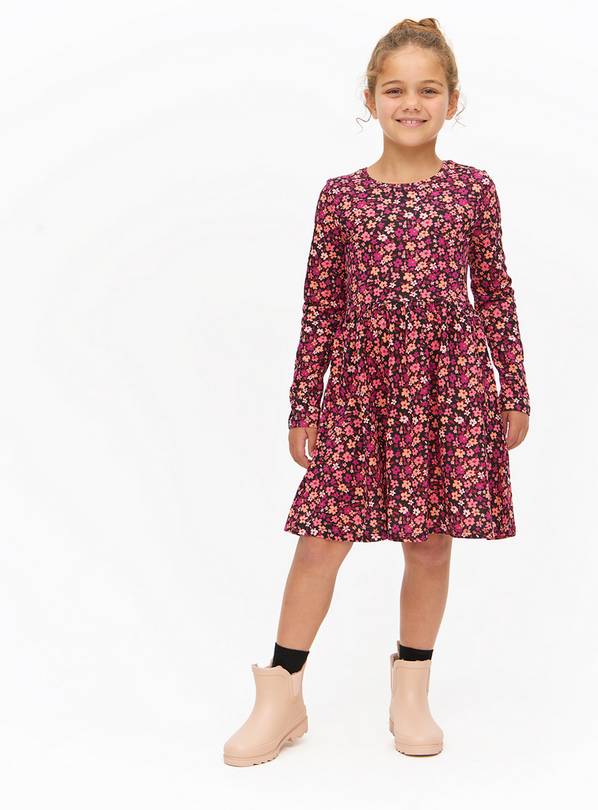 Floral Print Long Sleeve Jersey Dress 5 years